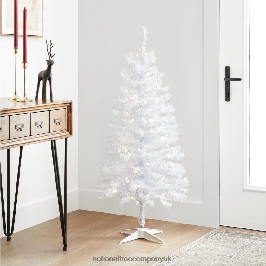 Trees | National Tree Company Pre-Lit Artificial Christmas Tree White Tinsel White Lights Includes Stand 4 feet F2L4F79
